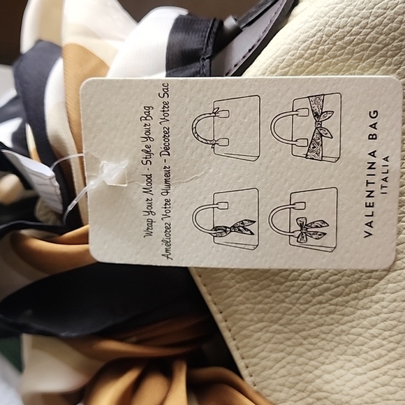 Valentina Women's NWT Made In Italy, Beige/Brown Pebbled Leather Shoulder Bag. - Picture 15 of 15